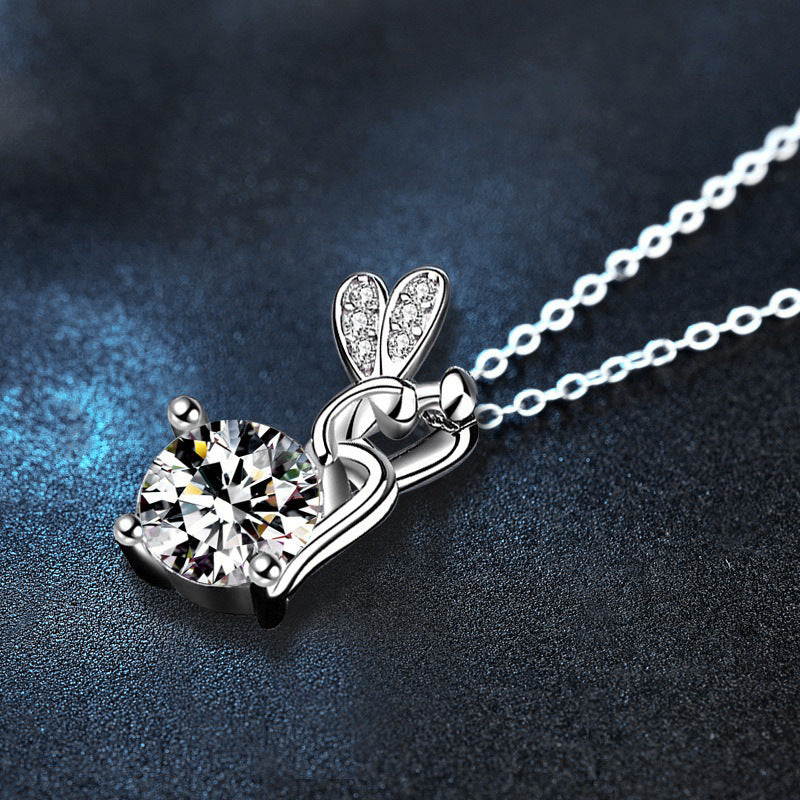 Moissanite 925 Sterling Silver Flower Fairy Necklace for Women, Versatile Niche Pendant, Cross-border Clavicle Necklace Accessories, DIY Jewelry