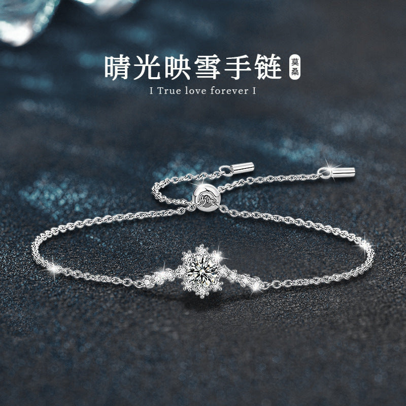 跨境饰品925纯银手链女生高级感ins闺蜜款莫桑石手链