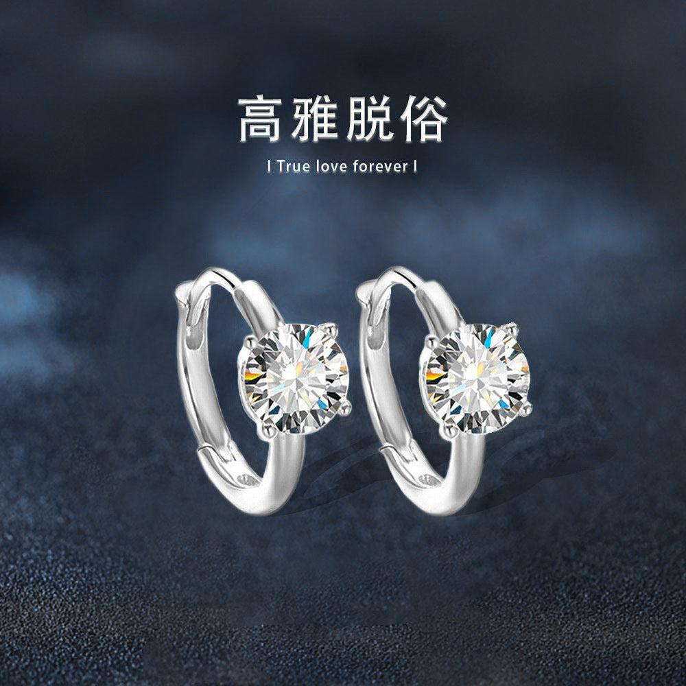 莫桑钻s925纯银耳钉四爪简约气质耳饰轻奢时尚ol高级感耳扣送女友