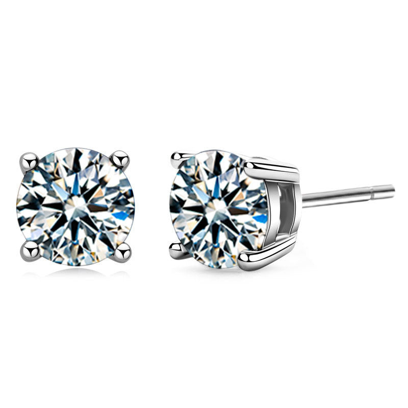 Moissanite 925 Sterling Silver Earrings Silver Needle Wholesale Design-conscious Student Earrings Stylish Round Earrings Accessories