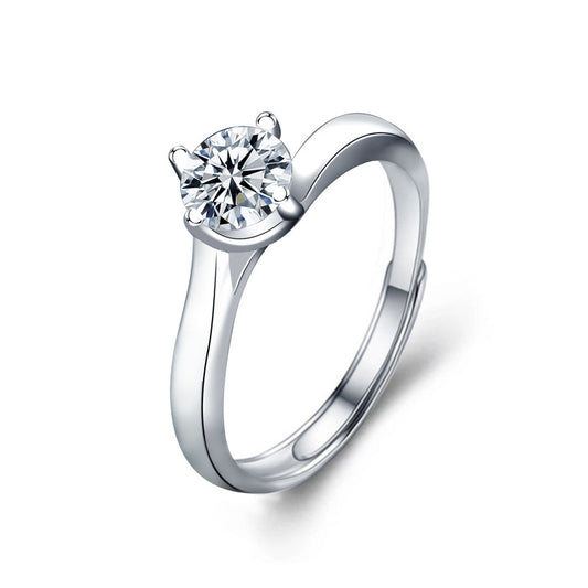 925 Silver Women's Twist Arm Moissanite Ring, 1 Carat Adjustable Women's Ring