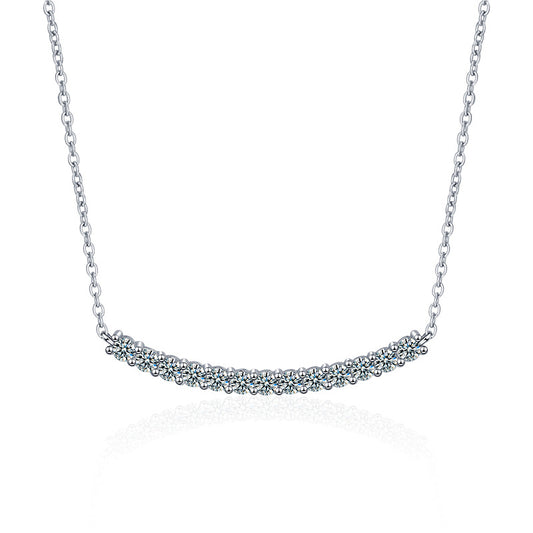 925 Sterling Silver Smile Necklace T Smile Face Necklace High Version Moissanite Pendant Clavicle Chain Jewelry Cross-border Hot Sale