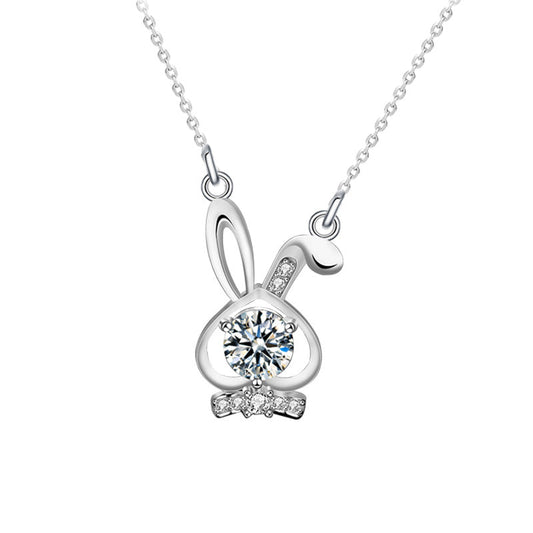Original Mozambique Stone Rabbit 925 Pure Silver Necklace, Girls' Ins Unique Collar Pendant Jewelry, Sophisticated Style