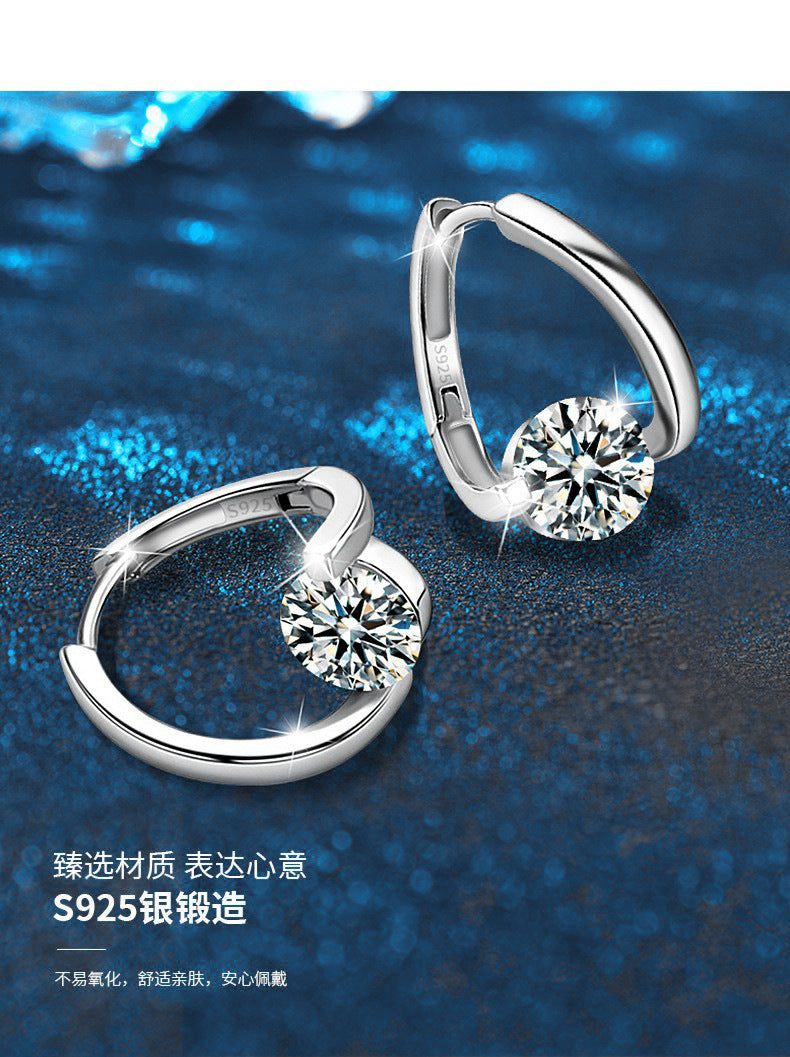 Cross-border 925 Sterling Silver Earrings, Moissanite Earrings, Fashionable and Versatile Accessories, Irregular Earrings, Autumn and Winter Collection