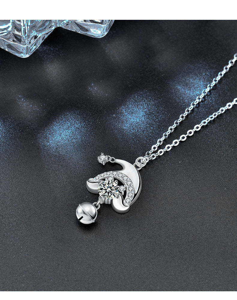 Original 925 Sterling Silver Santa Claus Necklace Women's Designable Moissanite Collar Pendant Ins Creative Jewelry Accessories