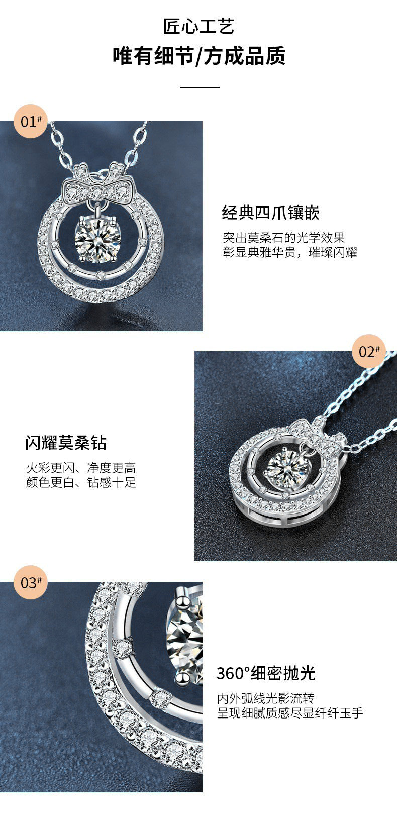 Original Moissanite 925 Sterling Silver Double Layer Necklace Ins Style Women's Versatile Bow Pendant