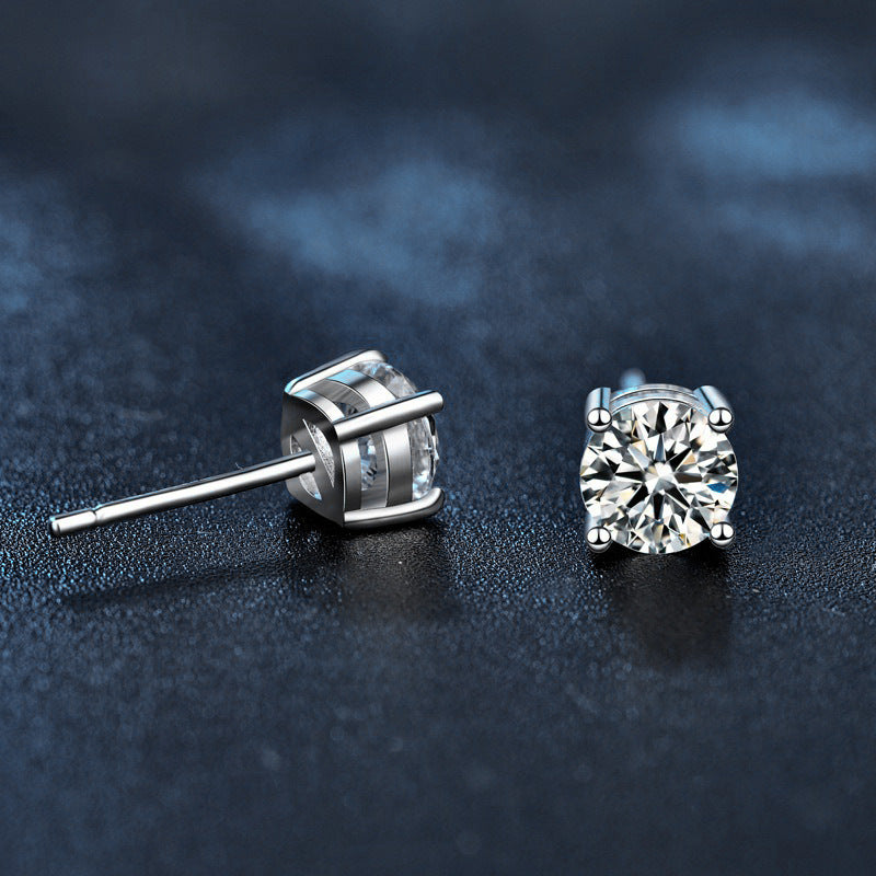Moissanite 925 Sterling Silver Earrings Silver Needle Wholesale Design-conscious Student Earrings Stylish Round Earrings Accessories