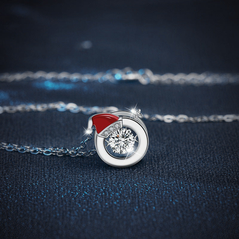 Delicate Christmas Necklace for Women, 925 Pure Silver, Colorfast, Moissanite Collar, Unique Collar Chain, European and American Accessories, Ins Gift