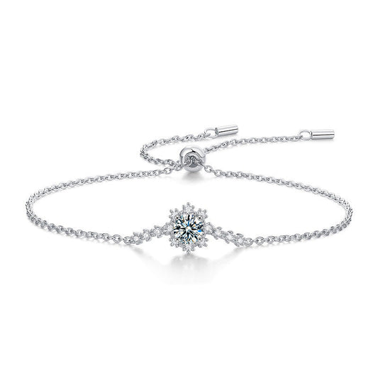 Cross-border jewelry 925 pure silver bracelet for girls, elegant style, ins best friend style moissanite bracelet