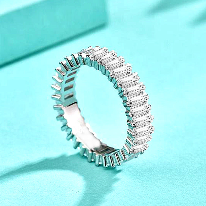 New cross-border 925 pure silver ring for women, sugar crystal diamond, European and American exaggerated fashion closed ring, color-fast jewelry