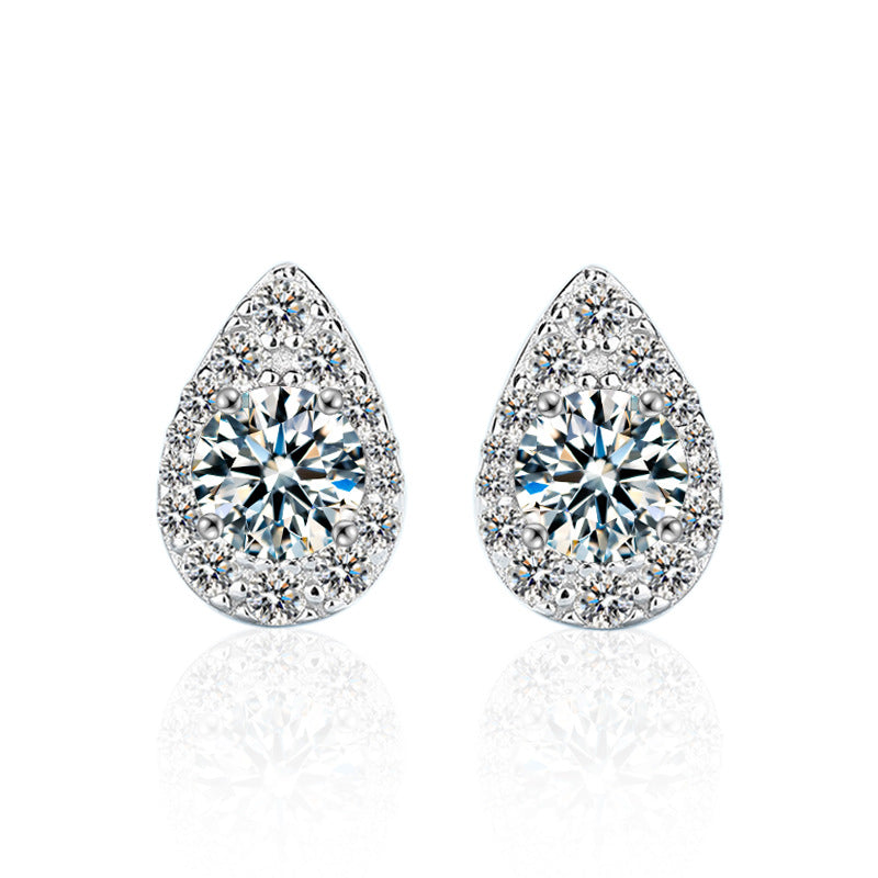 Dropping Earrings 925 Pure Silver High-end Simple Stylish Moissanite Earrings 50 Points D Color Silver Earrings
