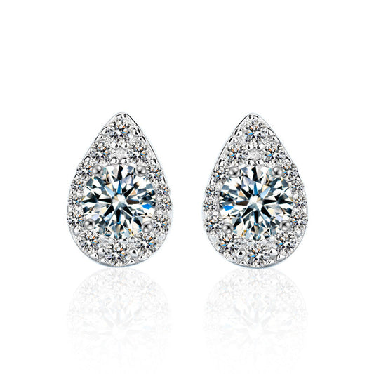 Dropping Earrings 925 Pure Silver High-end Simple Stylish Moissanite Earrings 50 Points D Color Silver Earrings