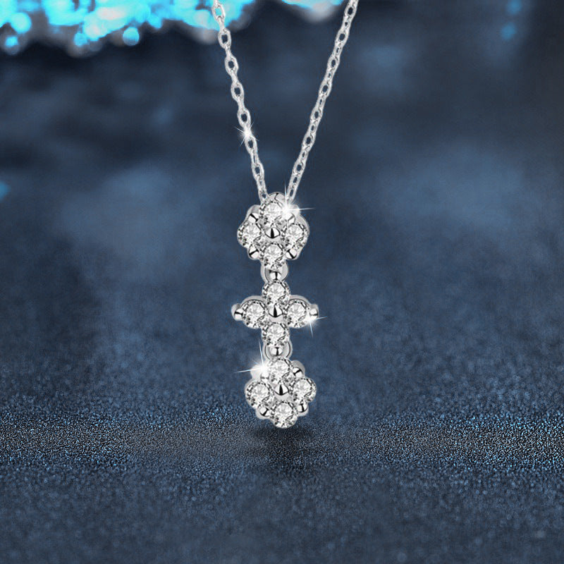 925 Sterling Silver Heart Necklace for Women, Sweet and Cool Style, Spliced Zircon Inlay, One Necklace with Two Ways to Wear, Four-Leaf Clover Necklace, Clavicle Chain