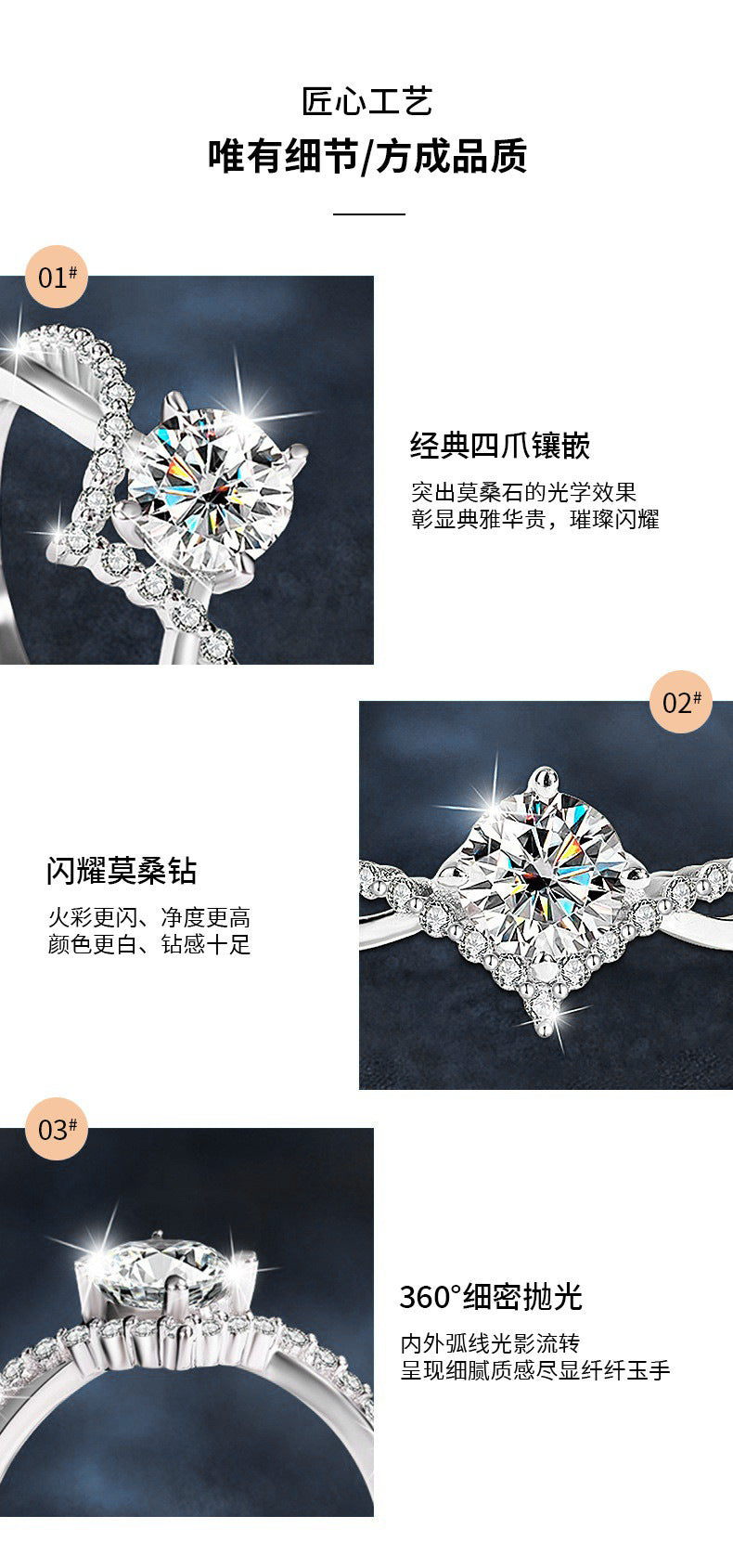 925 Silver Twisted Arm Four Claw Ring, Women's Unique High-End Simple Anti-Tarnish Moissanite Closed Ring Jewelry Item