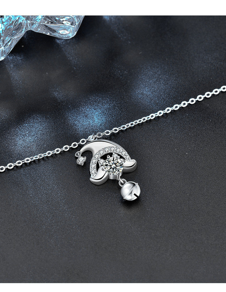 Original 925 Sterling Silver Santa Claus Necklace Women's Designable Moissanite Collar Pendant Ins Creative Jewelry Accessories