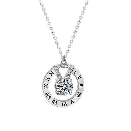 925 Silver Knit Chain Necklace for Women, High-end Long Simple Moissanite Pendant, Autumn Winter Collar Chain