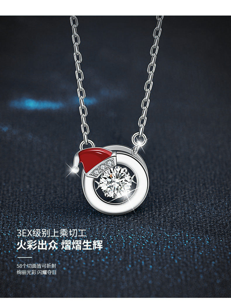 Delicate Christmas Necklace for Women, 925 Pure Silver, Colorfast, Moissanite Collar, Unique Collar Chain, European and American Accessories, Ins Gift