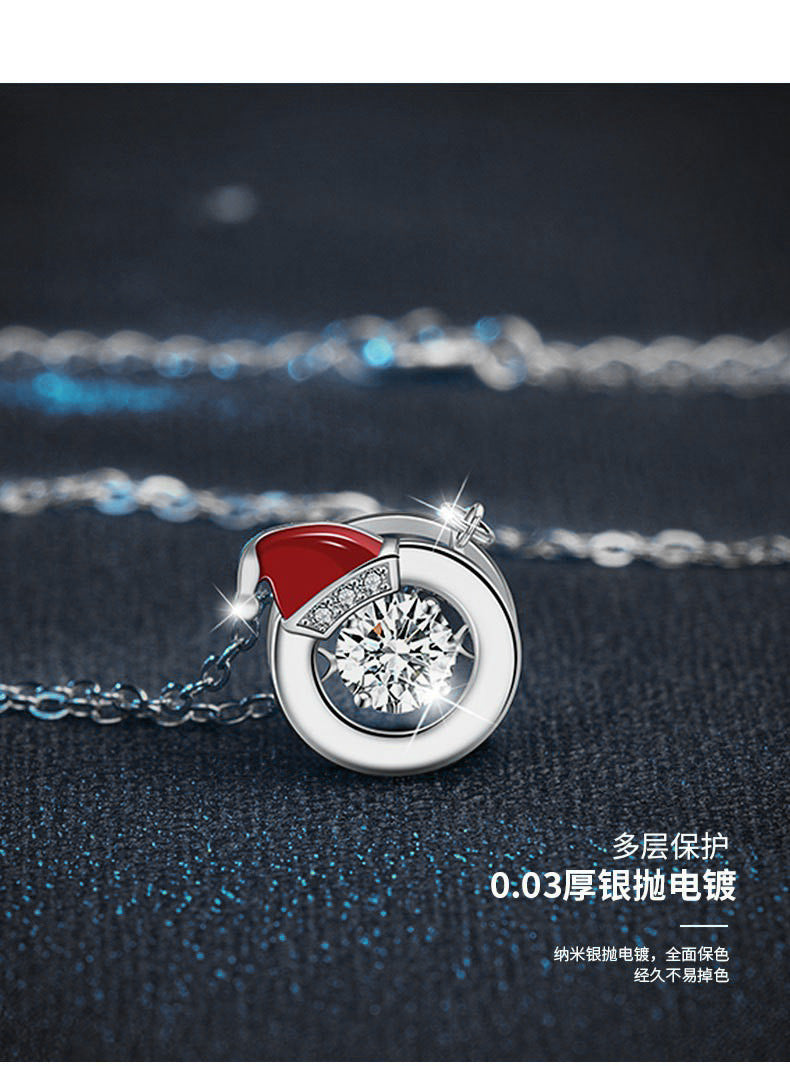 Delicate Christmas Necklace for Women, 925 Pure Silver, Colorfast, Moissanite Collar, Unique Collar Chain, European and American Accessories, Ins Gift