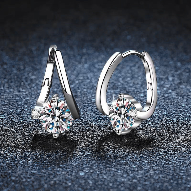 Cross-border 925 Sterling Silver Earrings, Moissanite Earrings, Fashionable and Versatile Accessories, Irregular Earrings, Autumn and Winter Collection