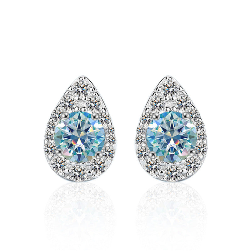 Dropping Earrings 925 Pure Silver High-end Simple Stylish Moissanite Earrings 50 Points D Color Silver Earrings