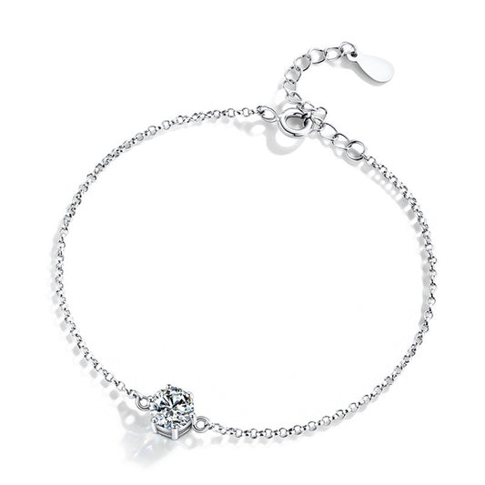 925 sterling silver six-claw bracelet jewelry wholesale student Korean version simple moissanite bracelet niche hexagonal bracelet 