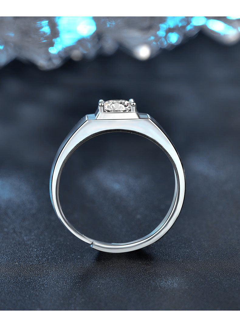 925 Sterling Silver Couple Rings - Korean and Japanese Style Open Rings with Moissanite - Personalized Engraved Couple Rings for Qixi Valentine's Day