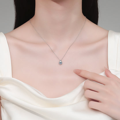 Silver Bean Water Drop Moissanite Necklace