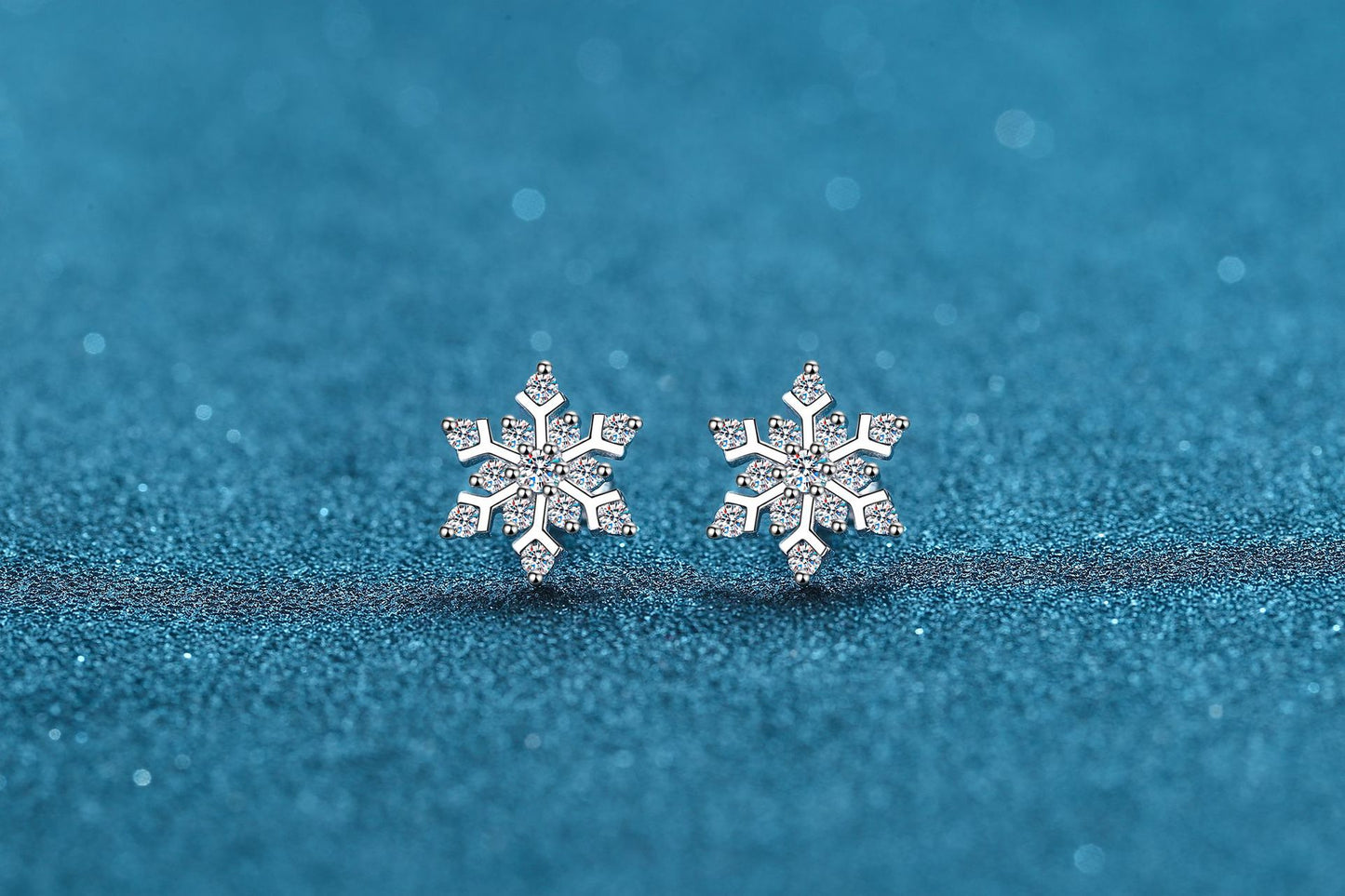 S925純銀雪花莫桑石耳釘