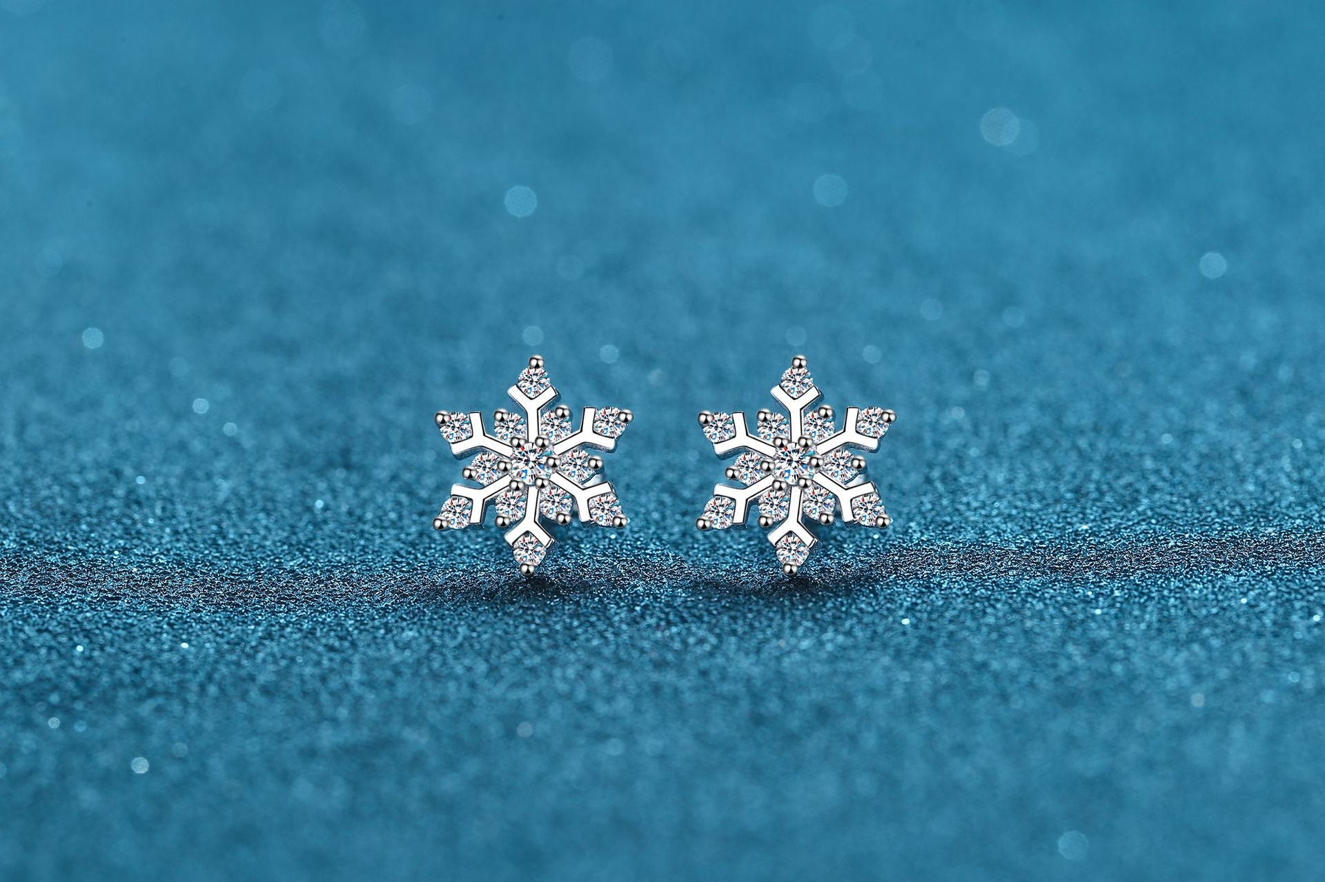 S925純銀雪花莫桑石耳釘