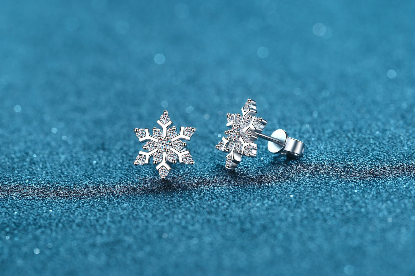 S925純銀雪花莫桑石耳釘
