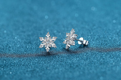 S925純銀雪花莫桑石耳釘