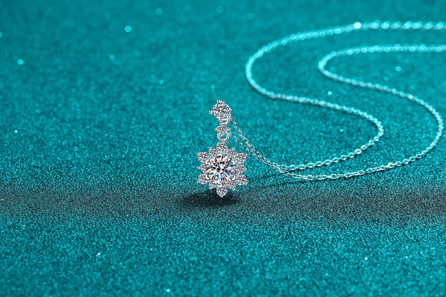 S925純銀莫桑石雪花吊墜項鏈