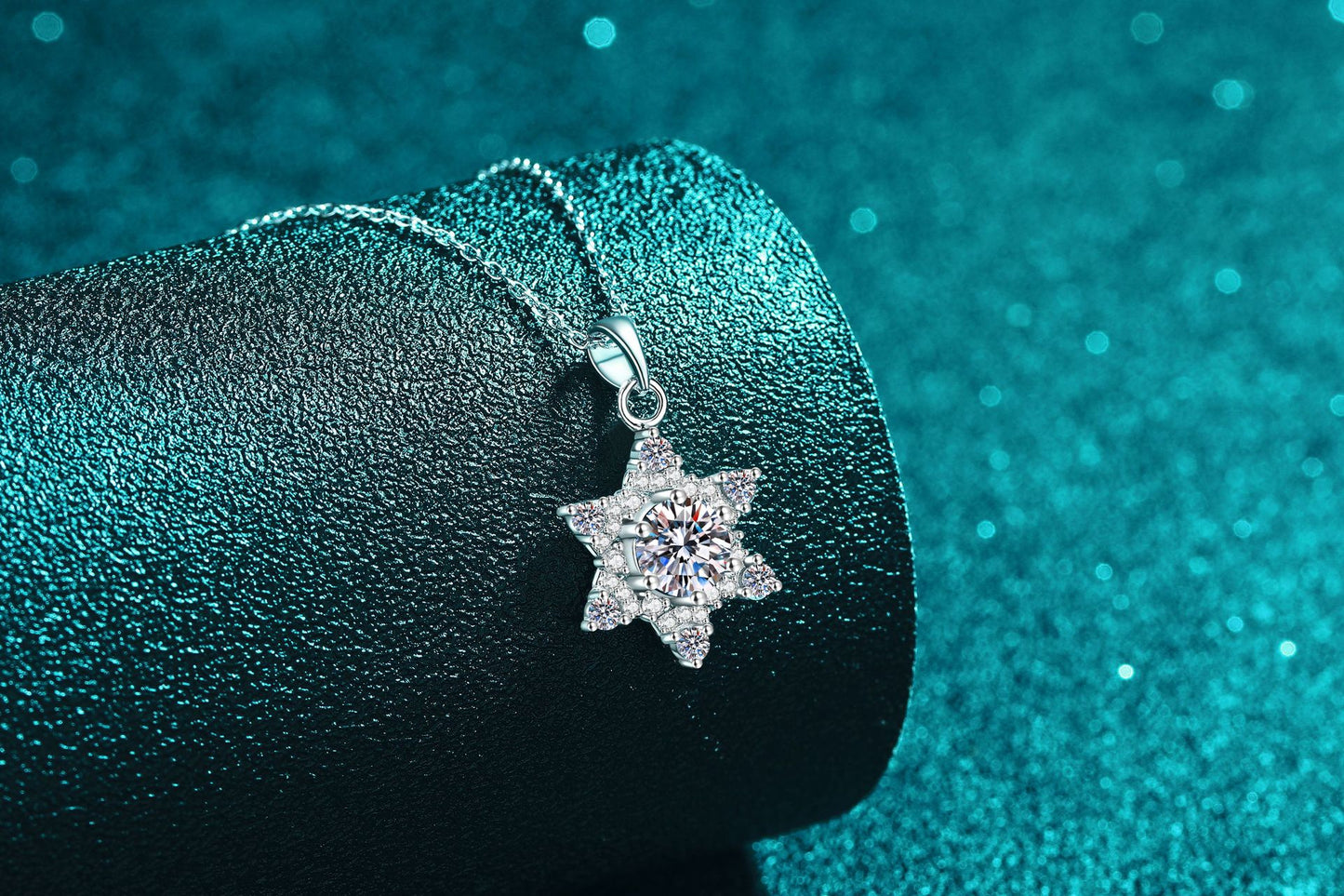 S925純銀莫桑石雪花六芒星項鏈
