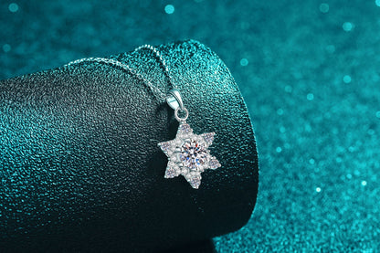 S925純銀莫桑石雪花六芒星項鏈