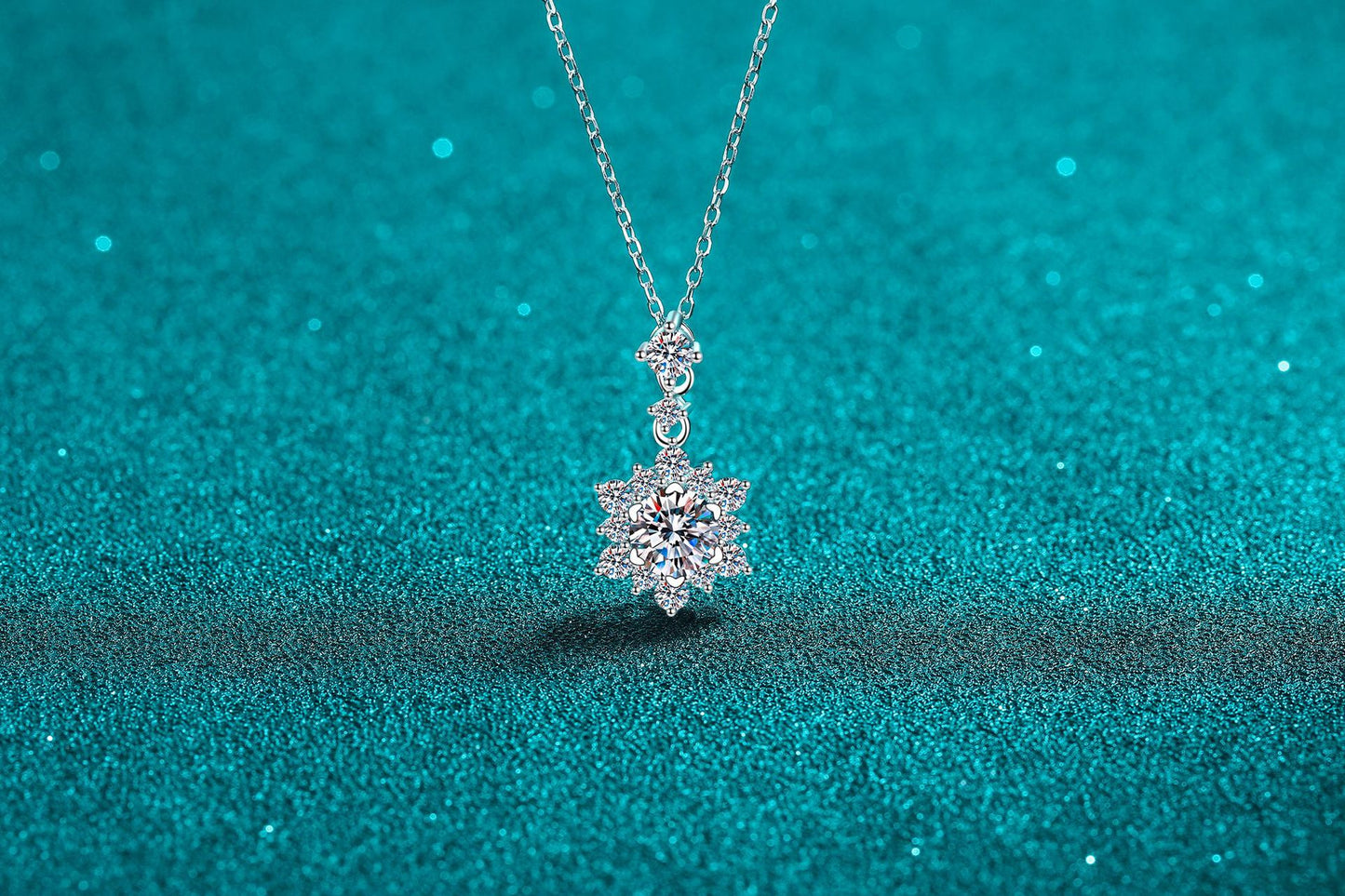 S925純銀莫桑石雪花吊墜項鏈