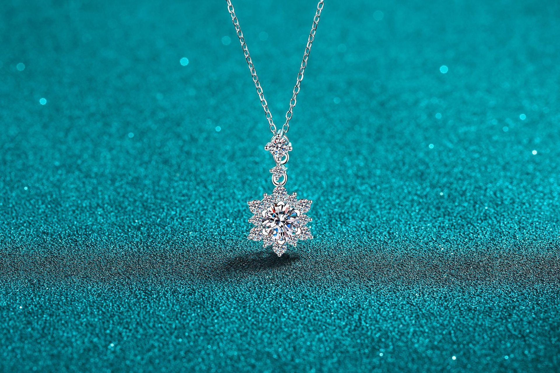 S925純銀莫桑石雪花吊墜項鏈