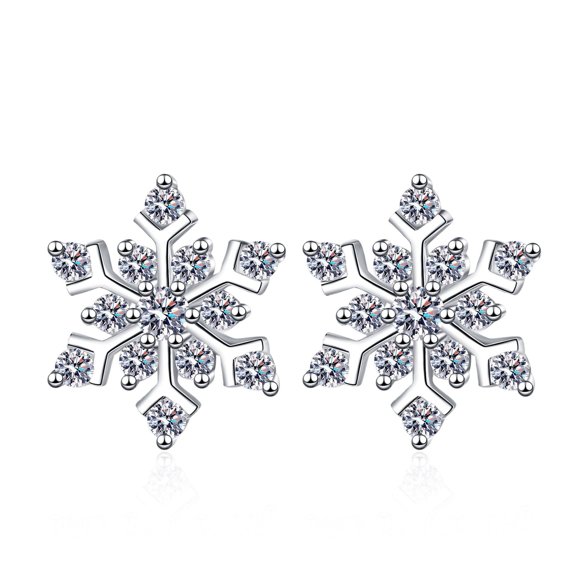S925純銀雪花莫桑石耳釘