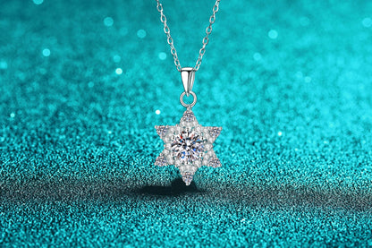 S925純銀莫桑石雪花六芒星項鏈