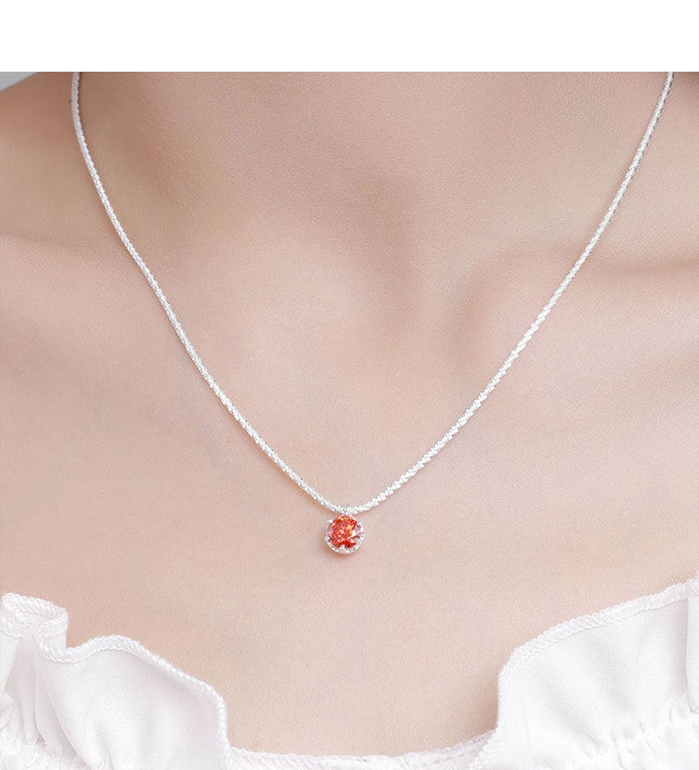 Mossianite, Sparkling Crown Six-Prong Necklace, Luxurious and Sophisticated Pure Silver Starlight Chain for Women