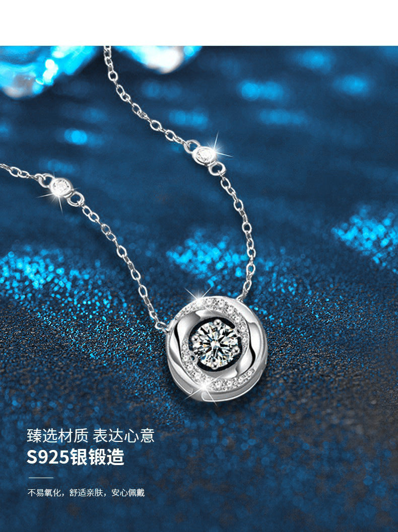 Moissanite necklace S925 pure silver Möbius high-end delicate collar chain for women, fashionable and elegant neck chain