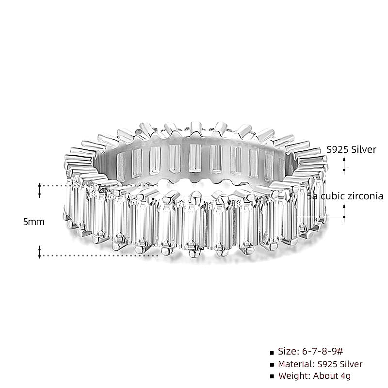 New cross-border 925 pure silver ring for women, sugar crystal diamond, European and American exaggerated fashion closed ring, color-fast jewelry