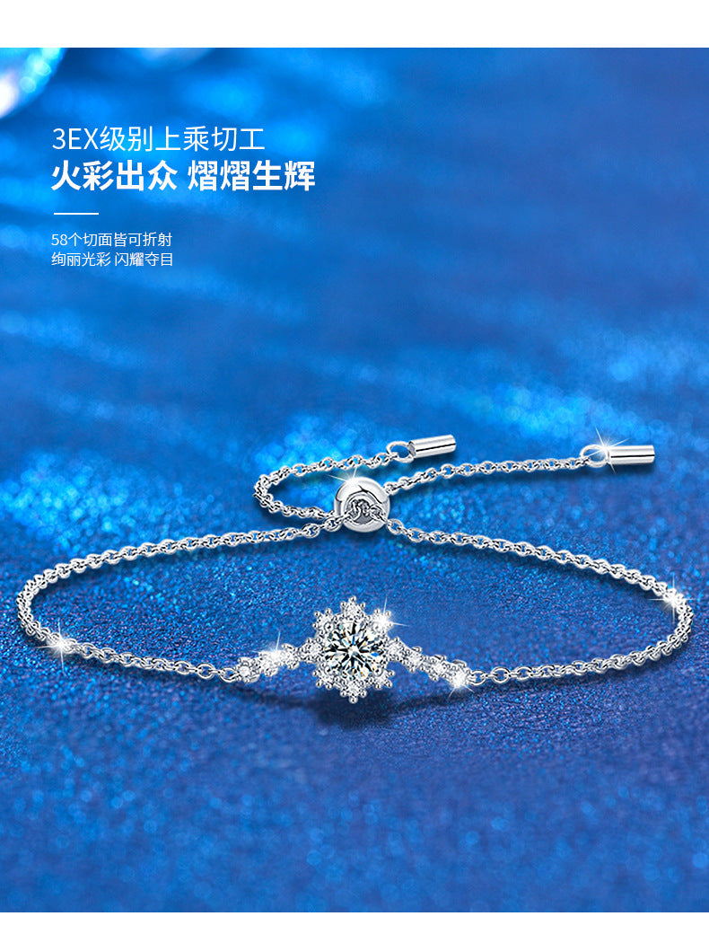 跨境饰品925纯银手链女生高级感ins闺蜜款莫桑石手链