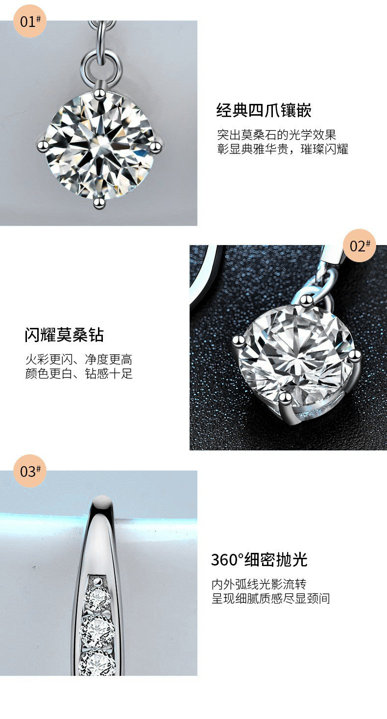 Wholesale 925 Sterling Silver Earrings Summer Moissanite Ear Hooks Korean Dongdaemun Temperament Simple Earrings Ear Accessories