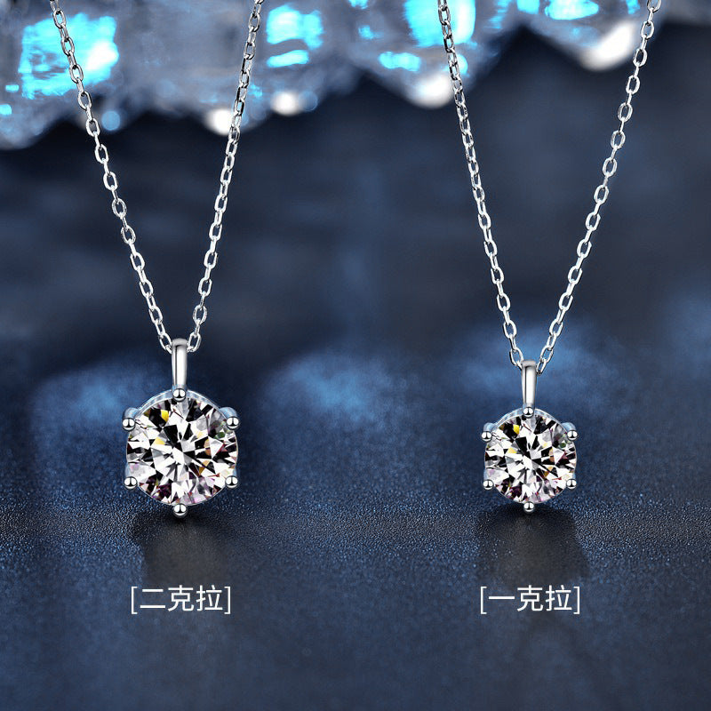 Moissanite 925 Sterling Silver Necklace Versatile Pendant Niche Design Jewelry Wholesale 520 Gift Accessories for Women