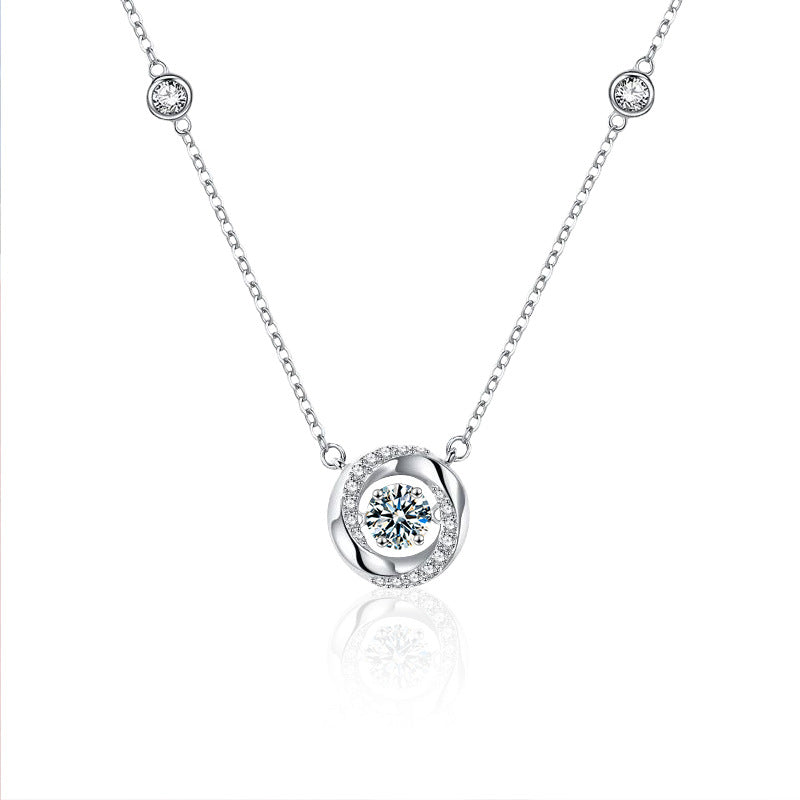 Moissanite necklace S925 pure silver Möbius high-end delicate collar chain for women, fashionable and elegant neck chain