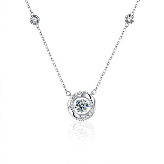 Moissanite necklace S925 pure silver Möbius high-end delicate collar chain for women, fashionable and elegant neck chain