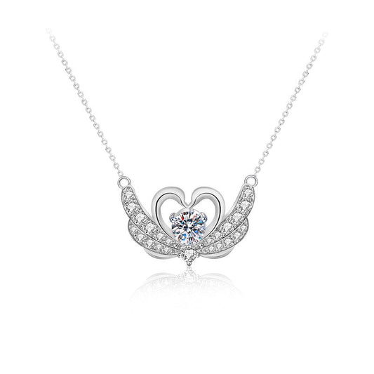 Original design jewelry 925 pure silver swan necklace high version moissanite pendant new collar necklace