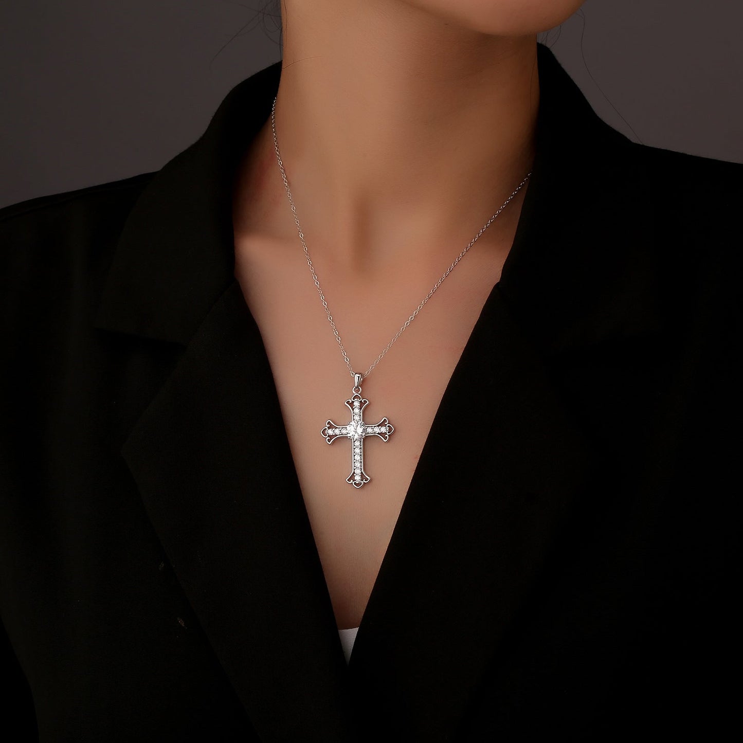 Original 925 Pure Silver Moissanite Necklace Jewelry for Women, Cross Pendant Wholesale, Simple Collar Chain