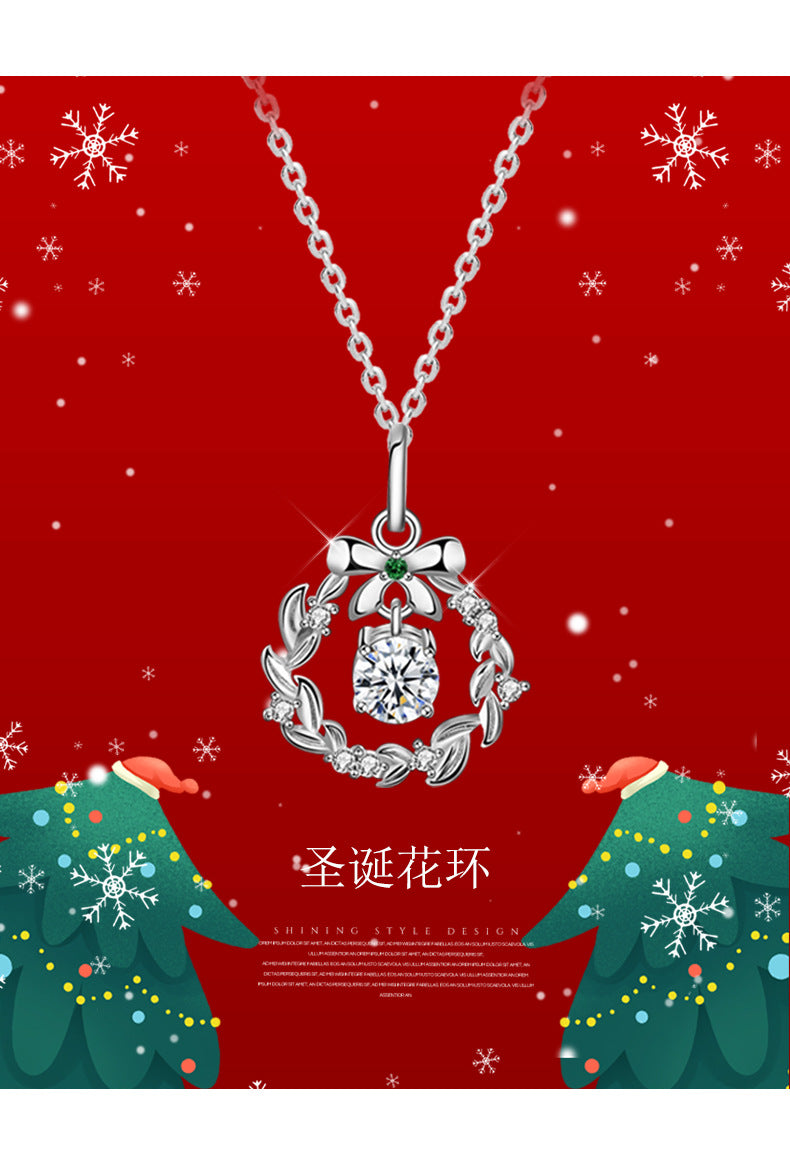 Original Necklace Garland Christmas Moissanite Jewelry Wholesale 925 Sterling Silver Bow Pendant Ins Valentine's Day Gift