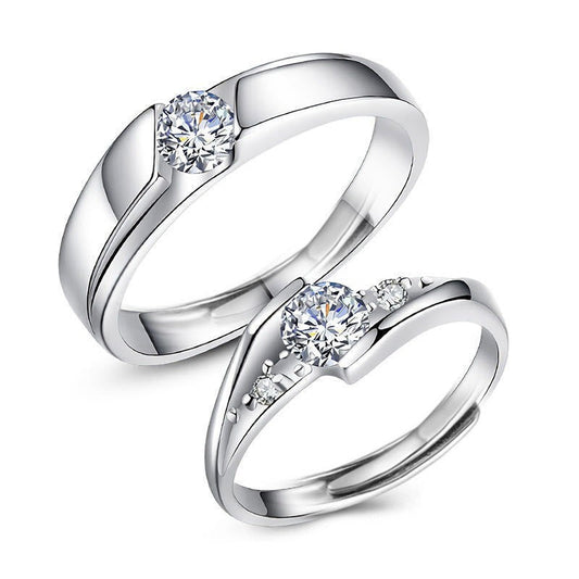 Moissanite couple's ring 925 pure silver cross-border accessory wedding ring simulated wedding ring for women D color niche